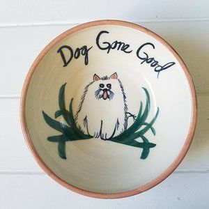 Moonfire Pottery Dog Bowl Trinket Fruit Bowl Dish by Clare & Bill Delffs, Signed